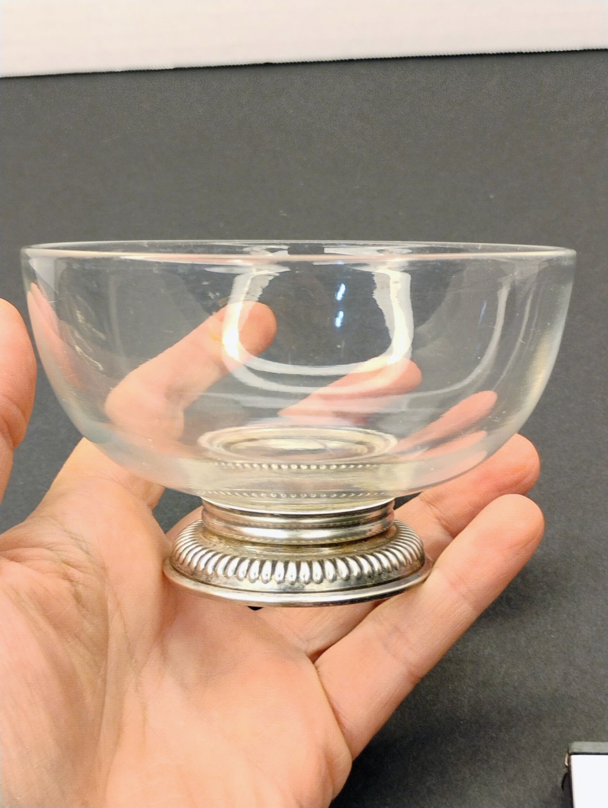 Vintage Frank M. Whiting Glass Bowl with Sterling Silver Base