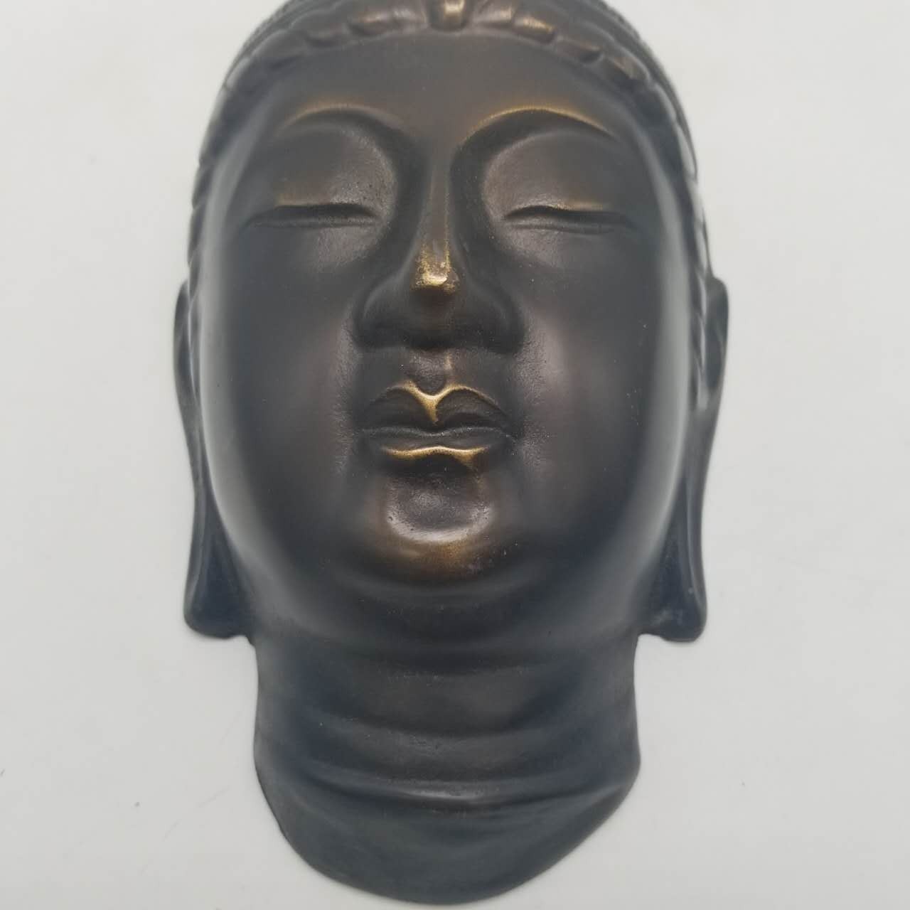 Vintage Japanese Iron Head of Kannon (Guan Yin) with Hanging Cord
