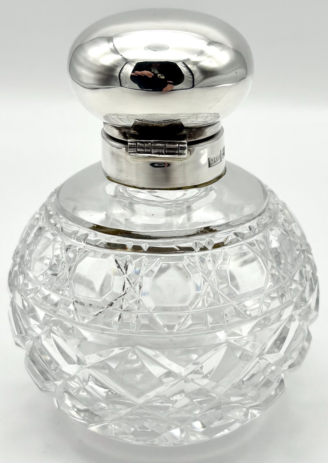 Sterling Silver Mounted Globe Scent Bottle by MMH – 1996