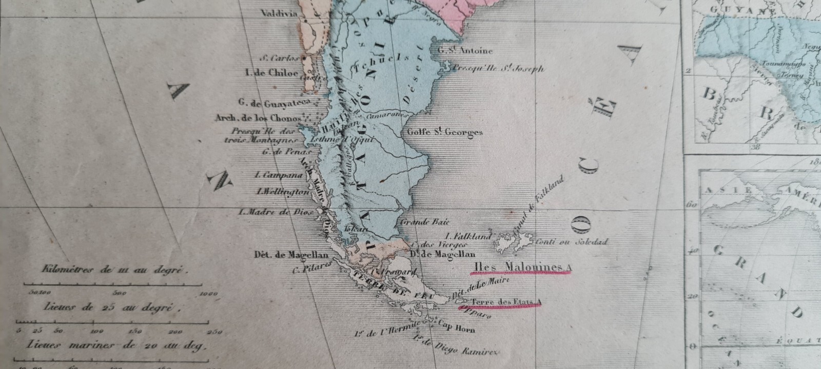 Antique (1862) French map – South America – Felix Ansart