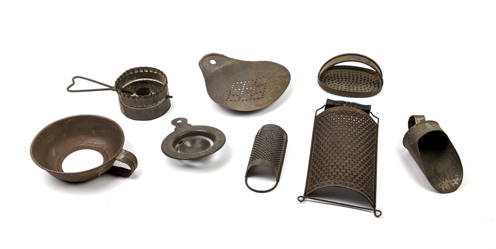 Lot of 8 Vintage Antique Kitchen Grater Shredder Tin Metal Tools