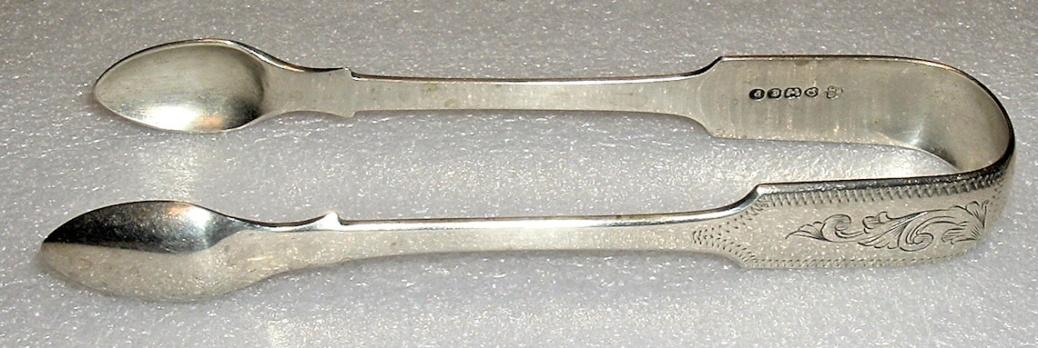 Victorian Scroll SILVERPLATE SILVER PLATE Sugar TONGS *NO monogram 5.75″ 46gr