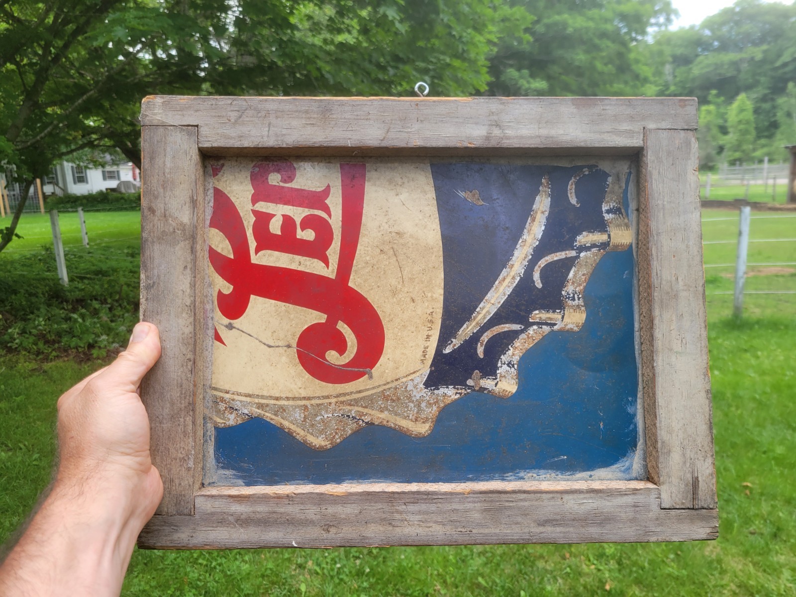 Antique Folk Art Pepsi Sign (Back Of For Sale Sign) Unintentional Art Seascape