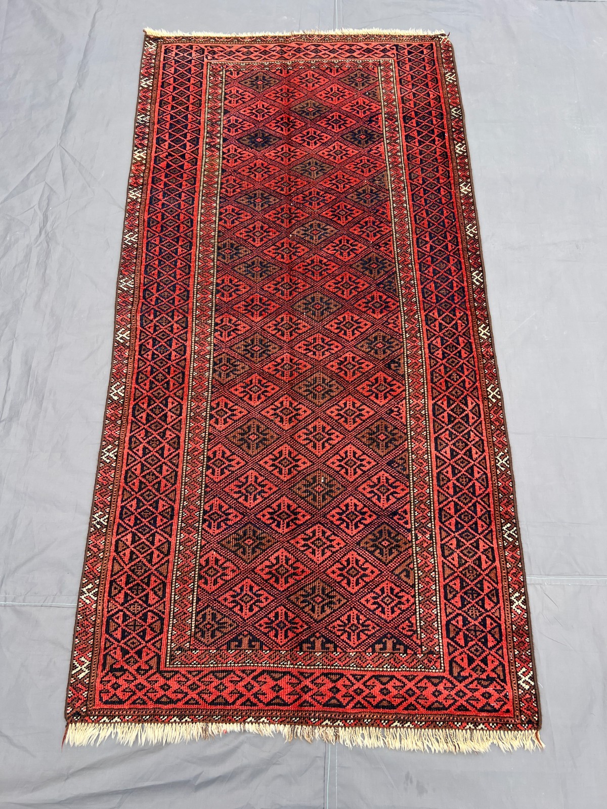 3×6’1 Ft Vintage Handknotted Turkoman Ersari Geometric Wool Rug