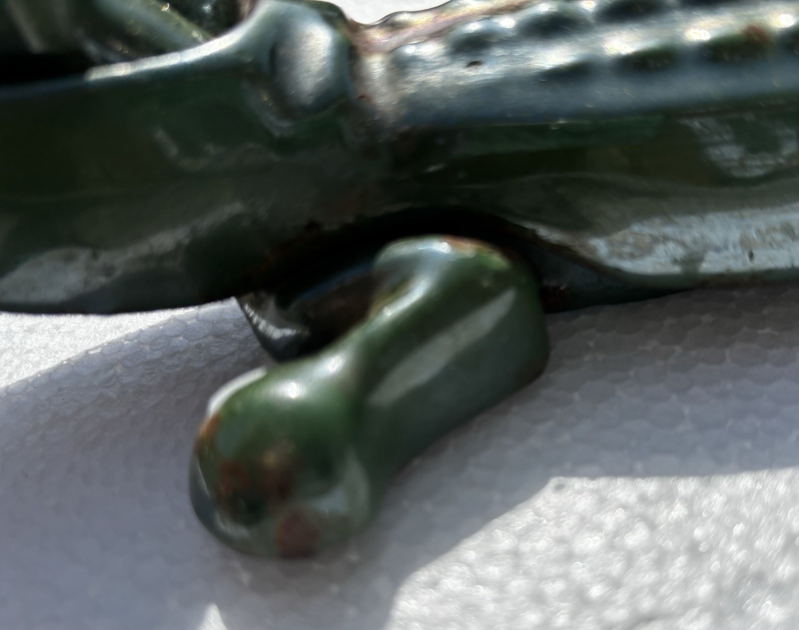 Antique Alligator Nutcracker RARE IRIDESCENT GREEN ENAMEL 1920 Large size 35cm