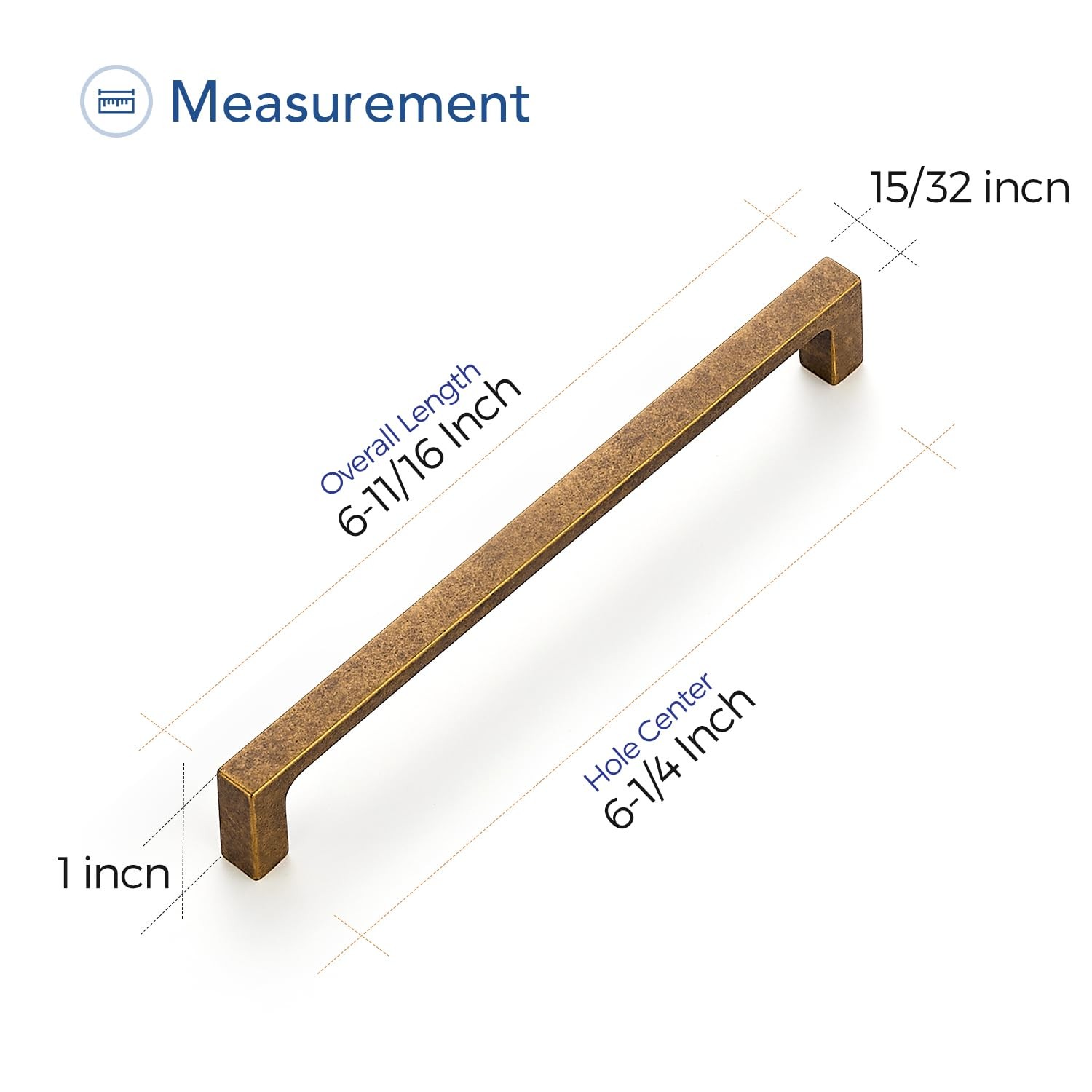 Ravinte 30 Pack Solid 6-1/4 Inch Kitchen Square Cabinet Handles Antique Brass