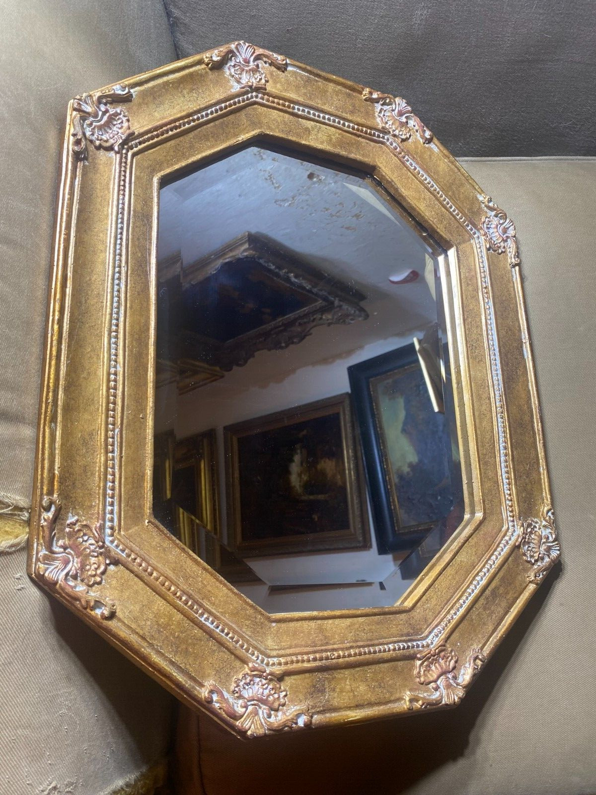 World Bazaars Gold Tone Octagonal Wall Mirror – 17.0″ Tall x 21.0″ Wide x 1.5″ D