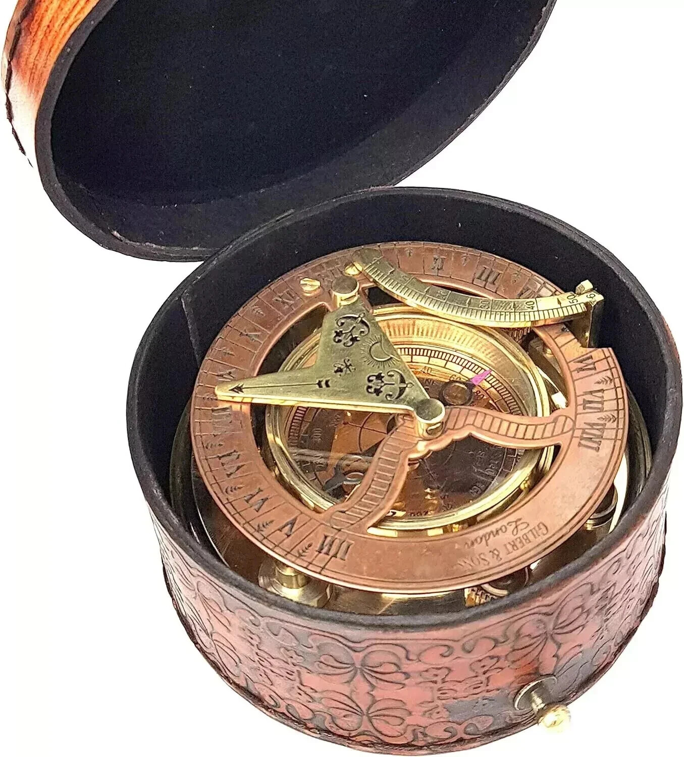 Brass & Copper Sundial Handmade Working Compass Gif