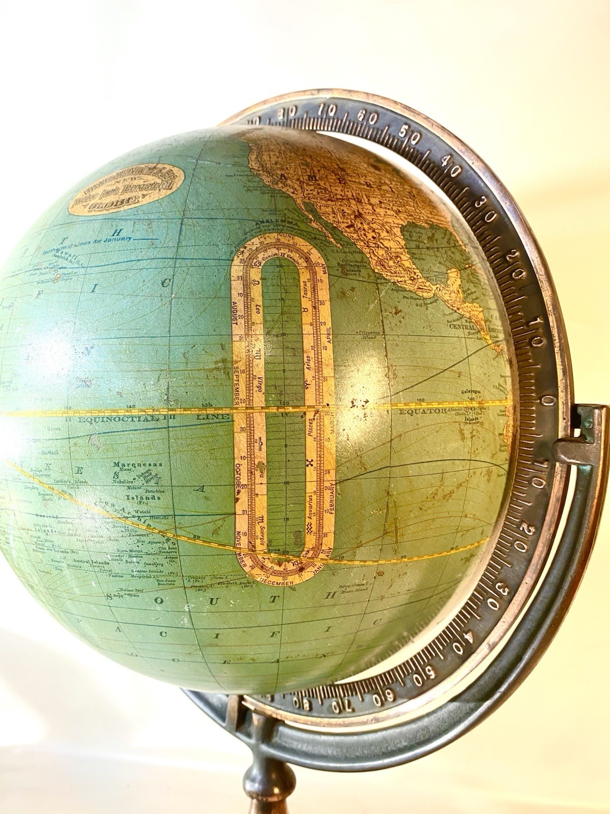 ANTIQUE RAND MCNALLY TERRESTRIAL GLOBE CIRCA 1918