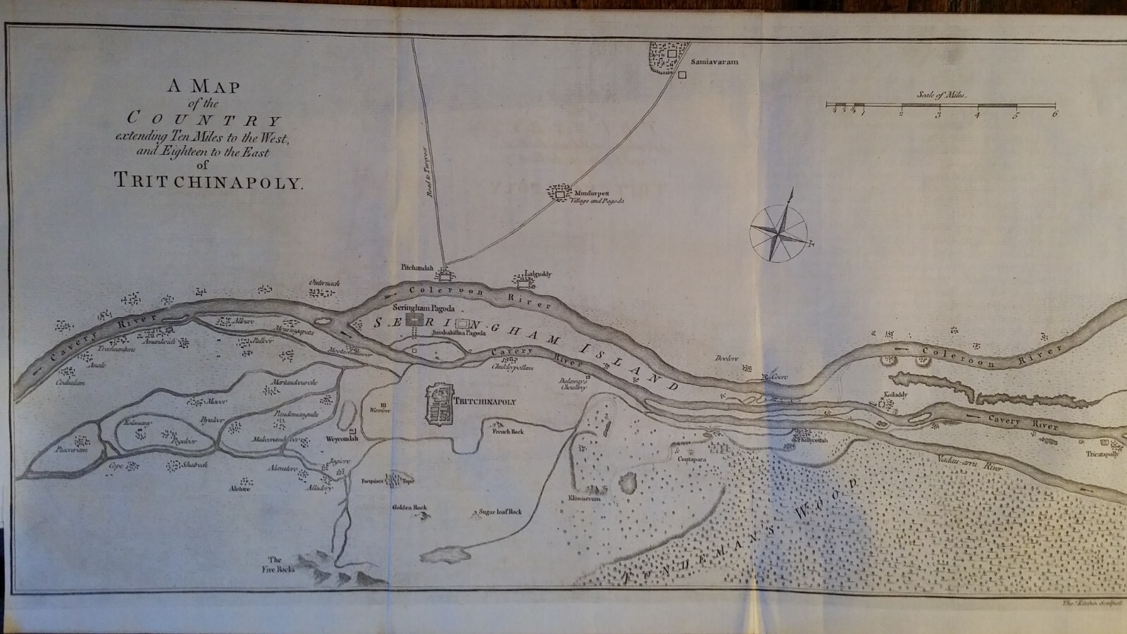 1763 ANTIQUE MAP OF THE COUNTRY OF TRITCHINAPOLY – CARNATIC WARS INDIA – KITCHIN
