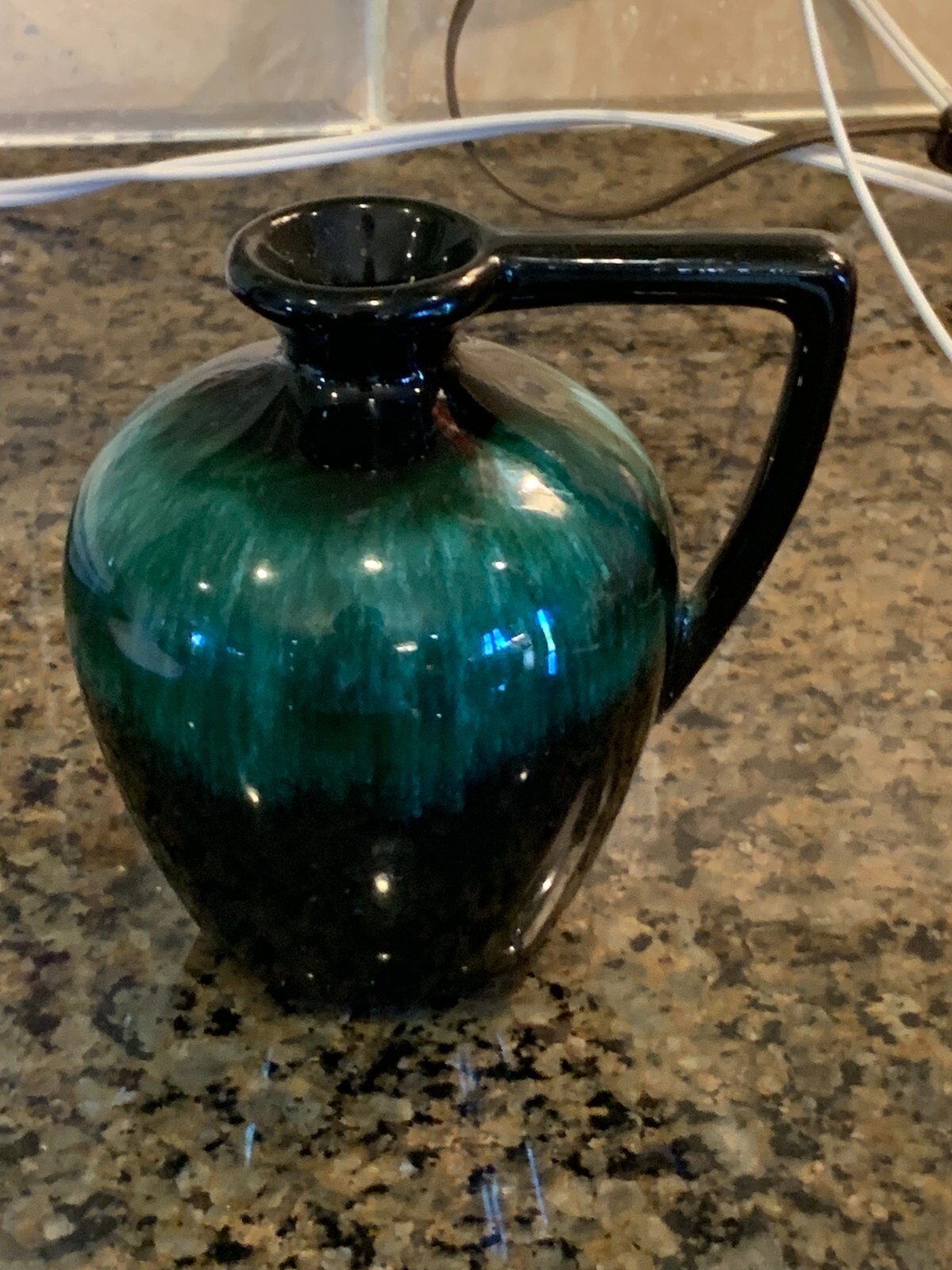 MCM Vintage Signed small Ovoid Stoneware Jug Signed impressed ? Trees