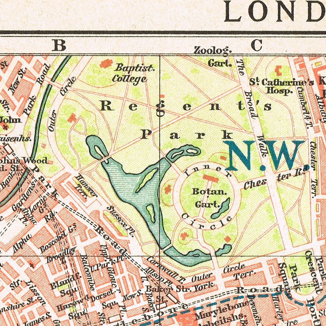 LONDON England Antique 1897 dated map United Kingdom ORIGINAL Great Britain