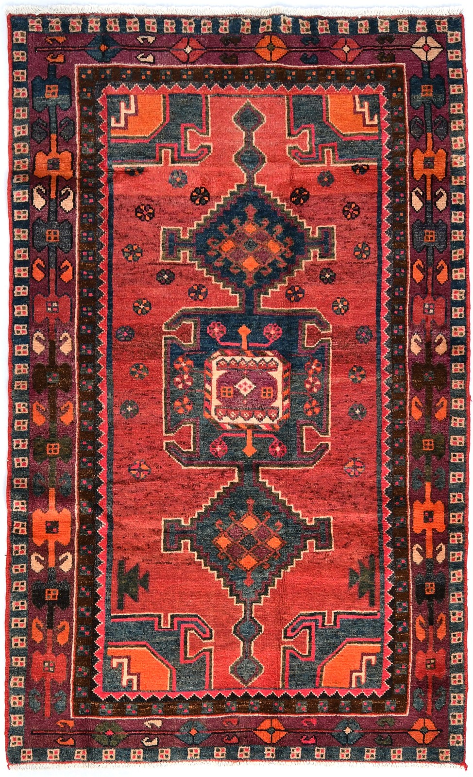 Muted Rose Red Vintage Tribal Oriental Rug Farmhouse Boho Design Carpet 4X7 ft