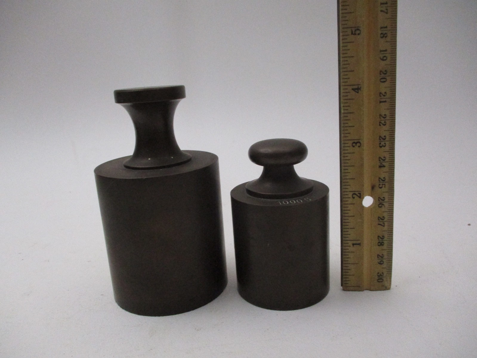 Pair Antique Solid Brass Scale Weights 1 2 Kilo 1000 2000 Grams Apocathary