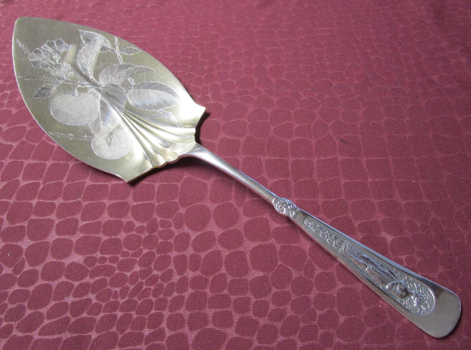 ARCADIAN 1884 Cake Server Gilded Engraved Blade Silverplate No Monogram bu