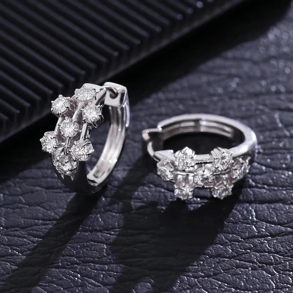 Pretty1Ct Round Cut Lab Created Diamond Women Hoop Earring 14K White Gold Plated