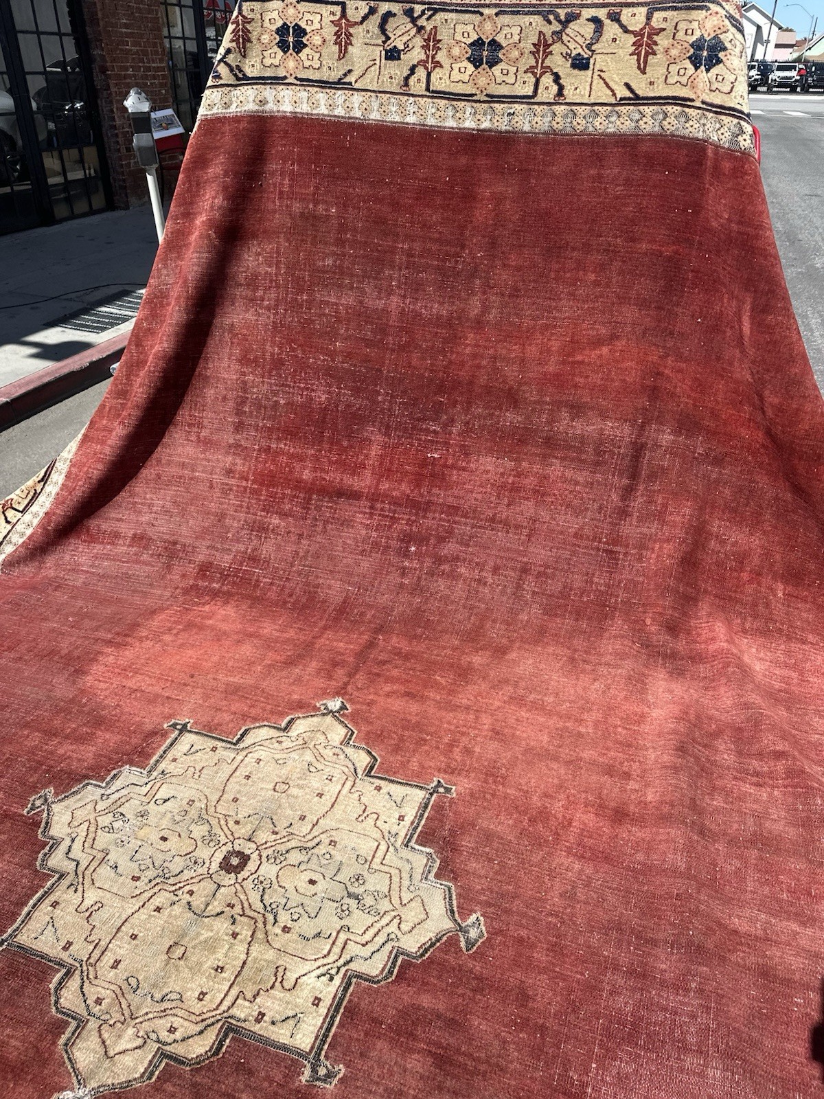 Auth: 19th C Antique Agra Rug Elegant Unique Sophisticated Decor Brick 12×17
