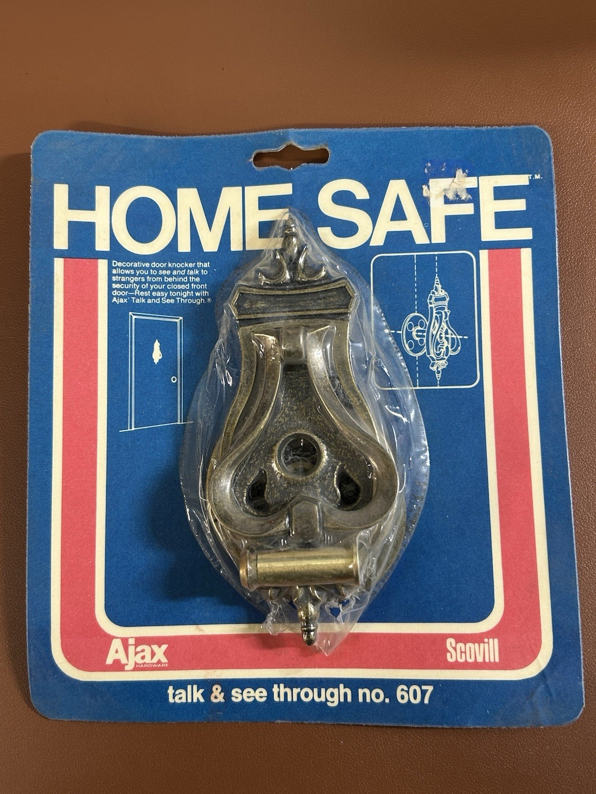 Vintage Solid Brass Door Knocker with Peep Hole Speakeasy AJAX 607