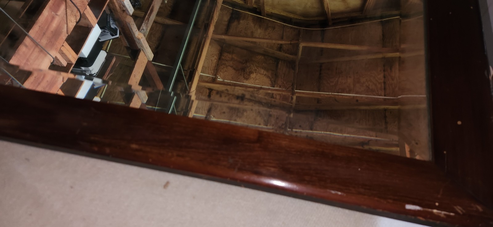 Antique Heavy Solid Wood Framed Mirror Wall Hanging 34.5×32.5