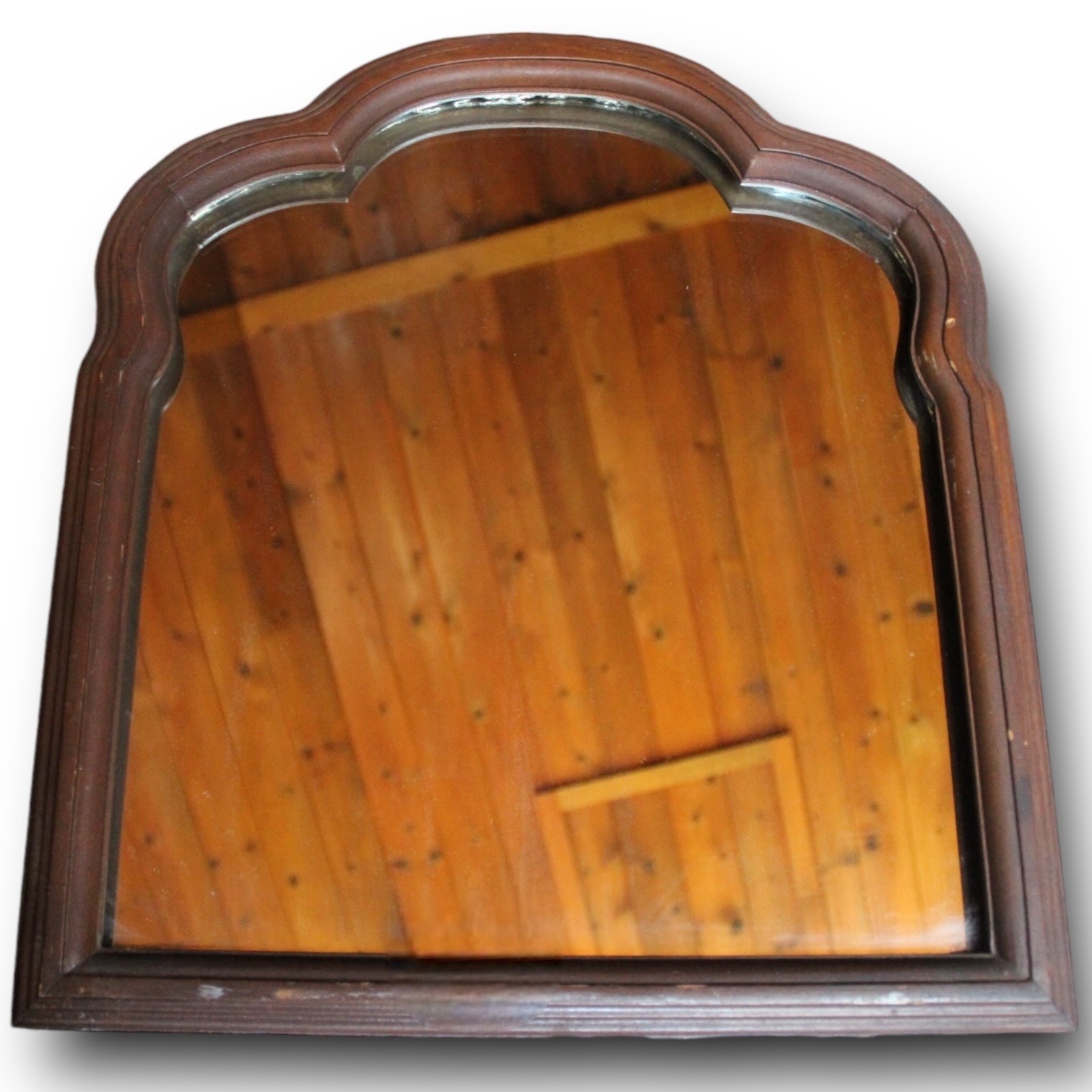 Vintage wood framed vanity mirror 18 in by 16 in