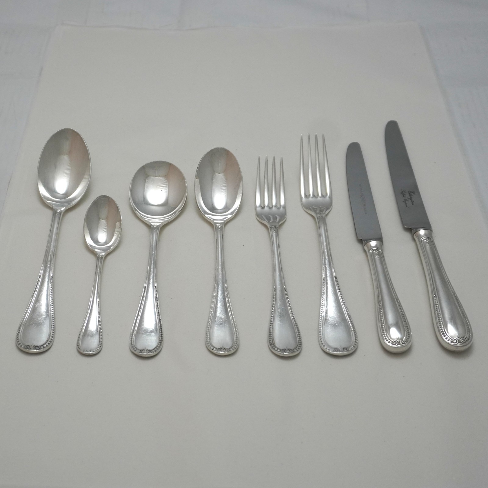 FRENCH LEAF Pattern Elkington & Co Silver Service 44 Piece Canteen of Cutlery