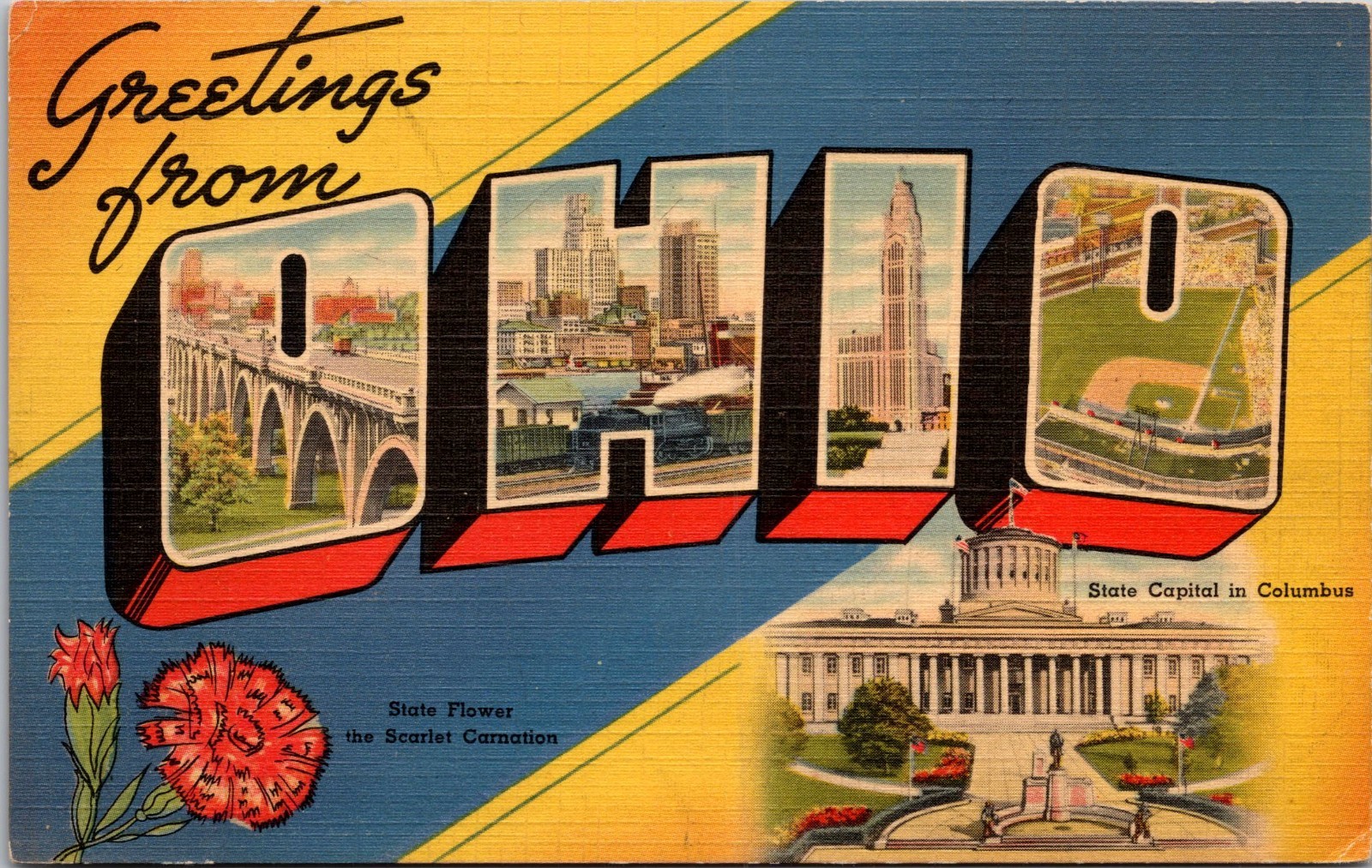 Crosley Field Cincinnati Reds Large Letter Baseball Stadium Postcard