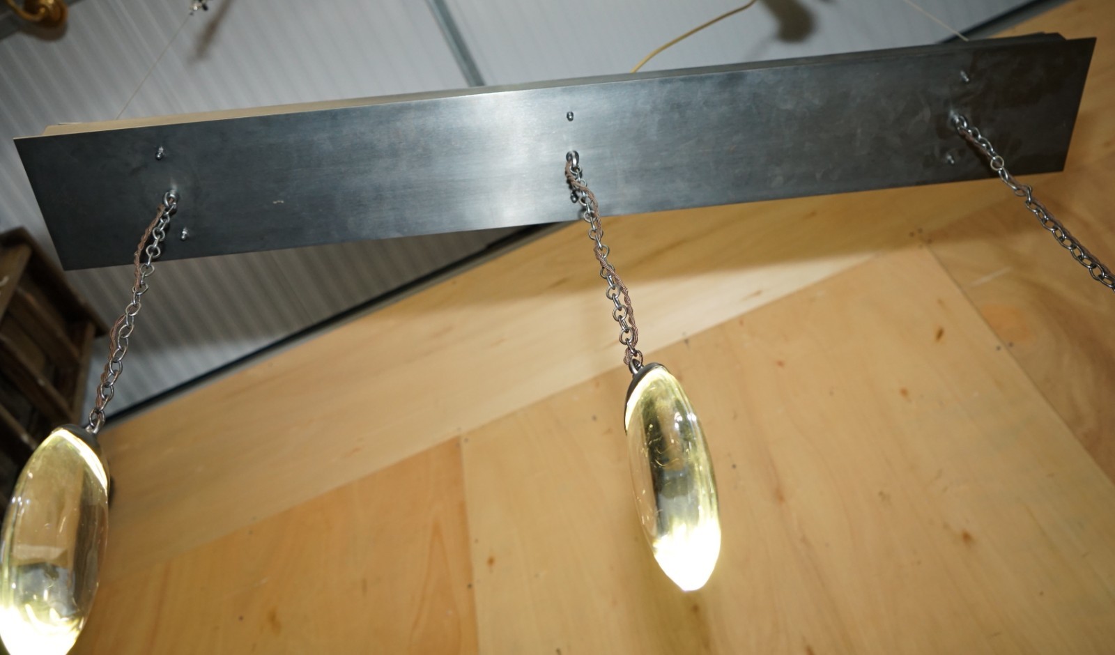 1 OF 2 RRP £7999 OCHRE CELESTIAL THREE PEBBLE CHANDELIER LINEAR KITCHEN LIGHTS
