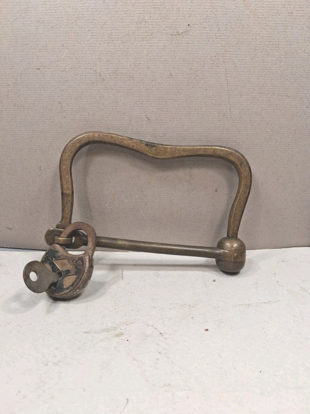 Antique WWI Solids Brass Duffle Bag Lock Kit Hasp And Lock