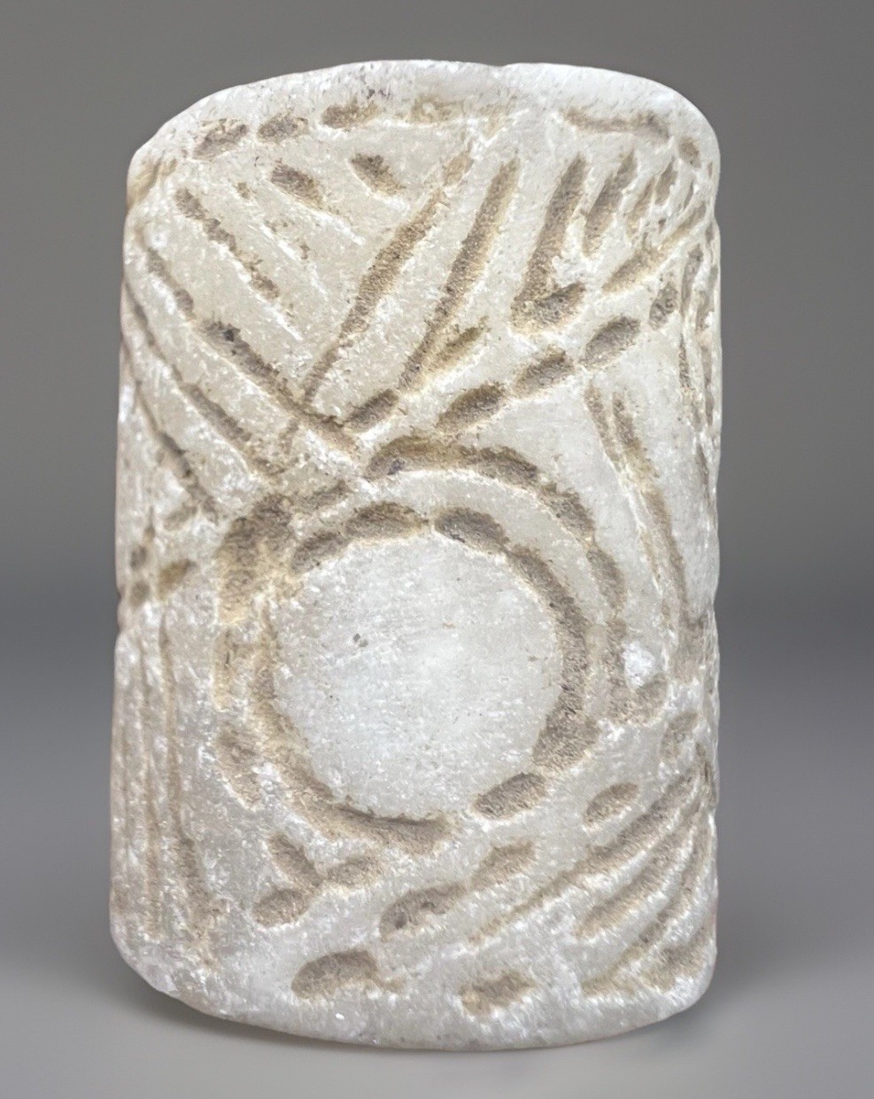Ancient Cycladic Period Marble Stone Beads With Symbol Carved