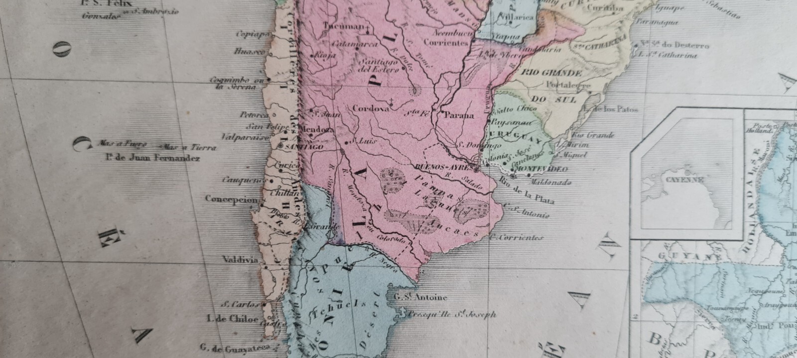 Antique (1862) French map – South America – Felix Ansart