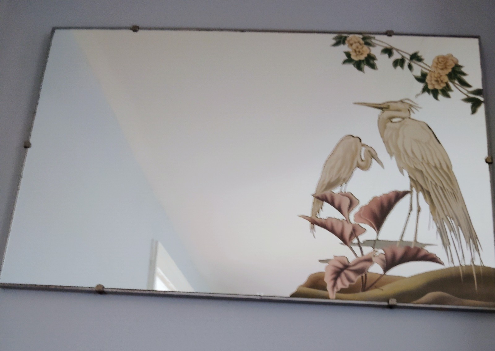 Vintage 1940s Turner Egret Crane Mirror 34” x 22” Seay