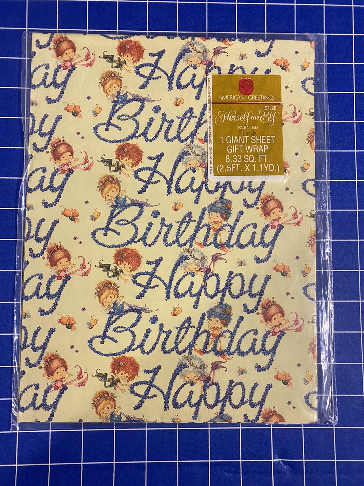 American Greetings 1980s gift wrap “Herself The Elf 1 Giant Sheet 8.33 sq ft