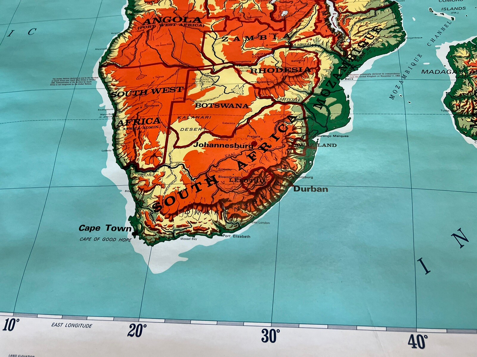 Vintage 1966 Pull Down Map AFRICA school classroom wall art Rand McNally roll up