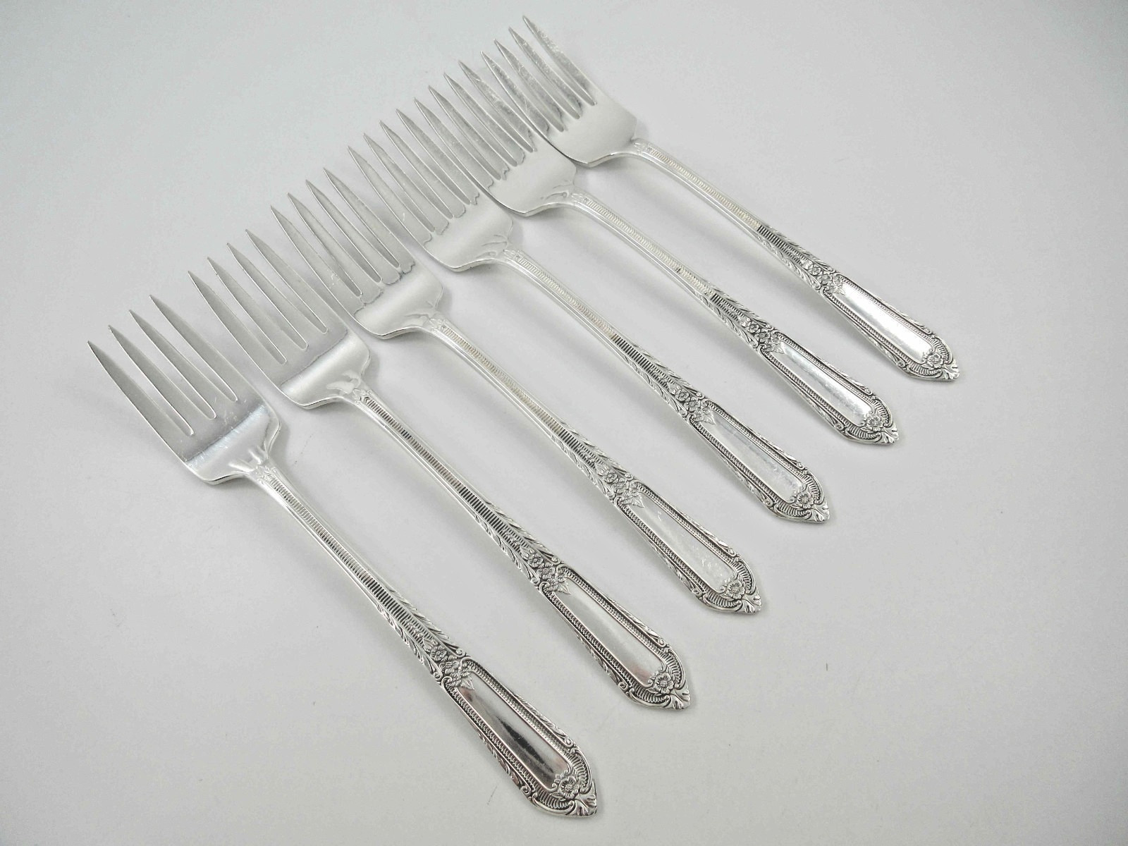 WM Rogers International Silver COTILLION 6 Salad Forks Silverplate Flatware