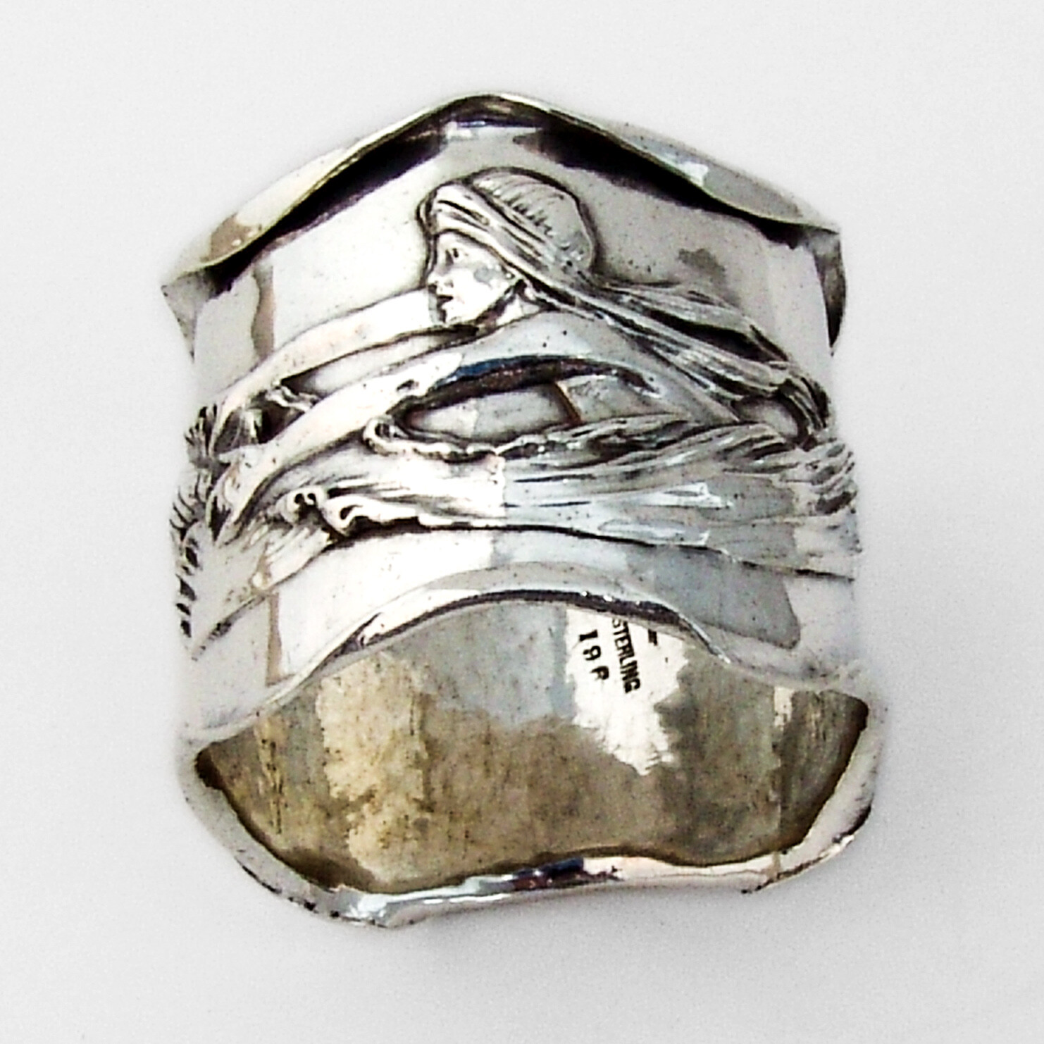 Art Nouveau Lobster Lady Napkin Ring William Kerr Sterling Silver No Mono
