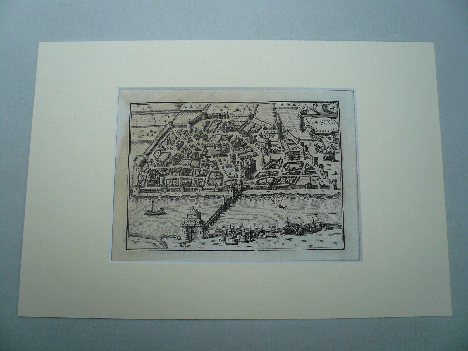 Macon, anno 1634, Tassin Nicolas, copperengraving behind Passepartout