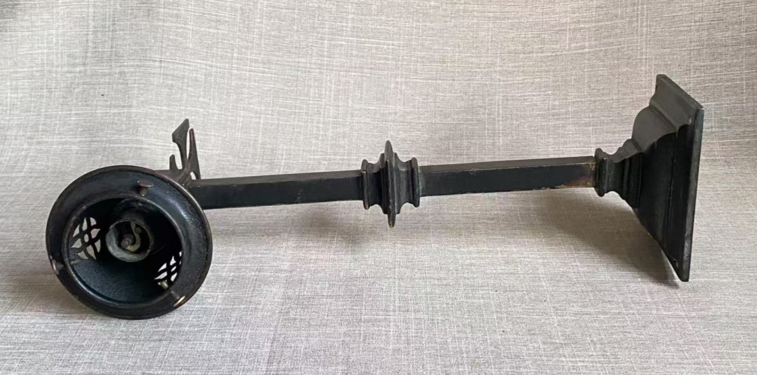 Antique c1870 Belfast Cathedral Gothic Revival Bronze Arm Wall Sconce Lamp