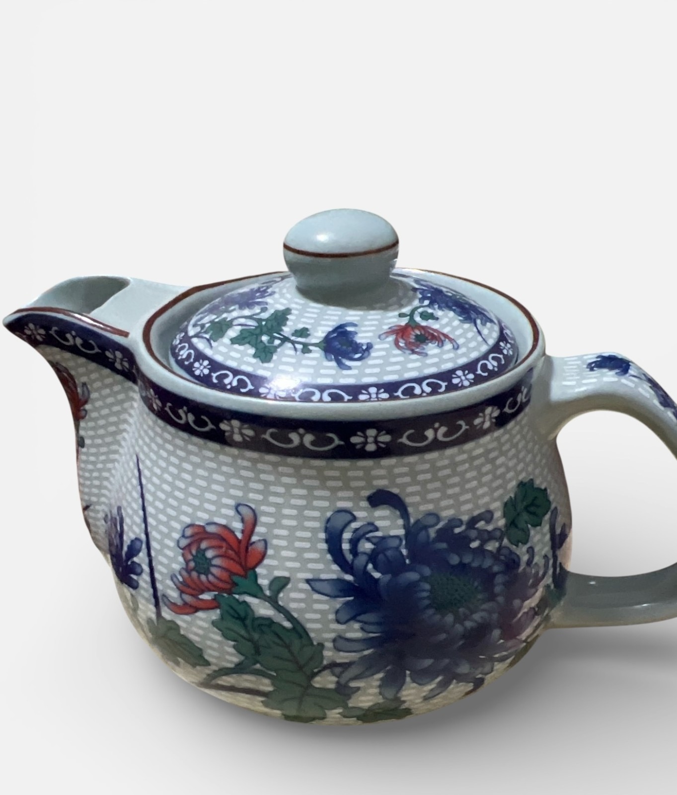 Chinese Porcelain Teapot Ya Yi Mark Chrysanthemum Floral Hand Painted Jingdezhen