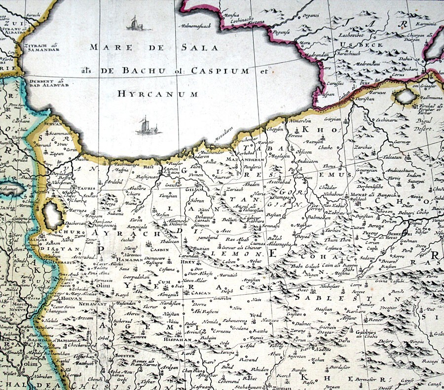 c 1730 NOVA PERSIAE ARMENIAE, NATOLIAE, et ARABIAE- ORIGINAL ANTIQUE HAND COLOR