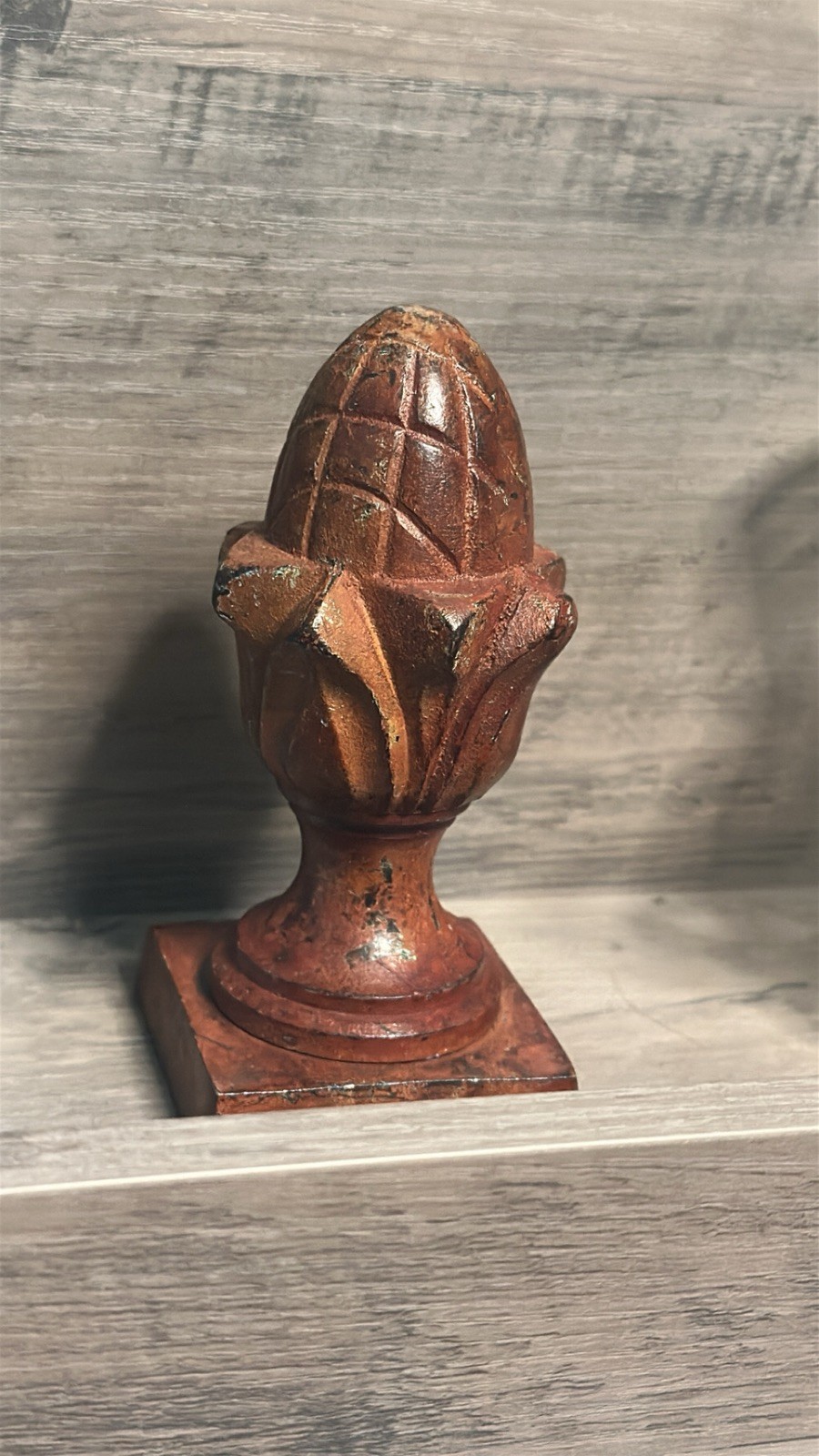 Vtg Cast Iron Heavy Pineapple Artichoke Figural Fence Finial Topper Cone