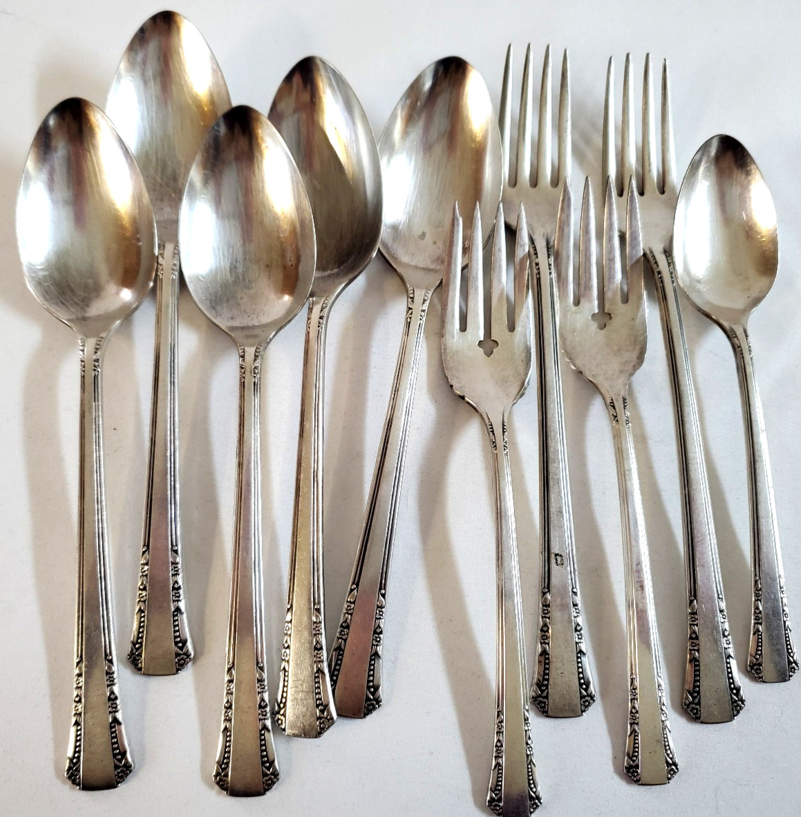 10 pc Vintage 1881 William Rogers Del Mar Oneida Silverware Flatware Set
