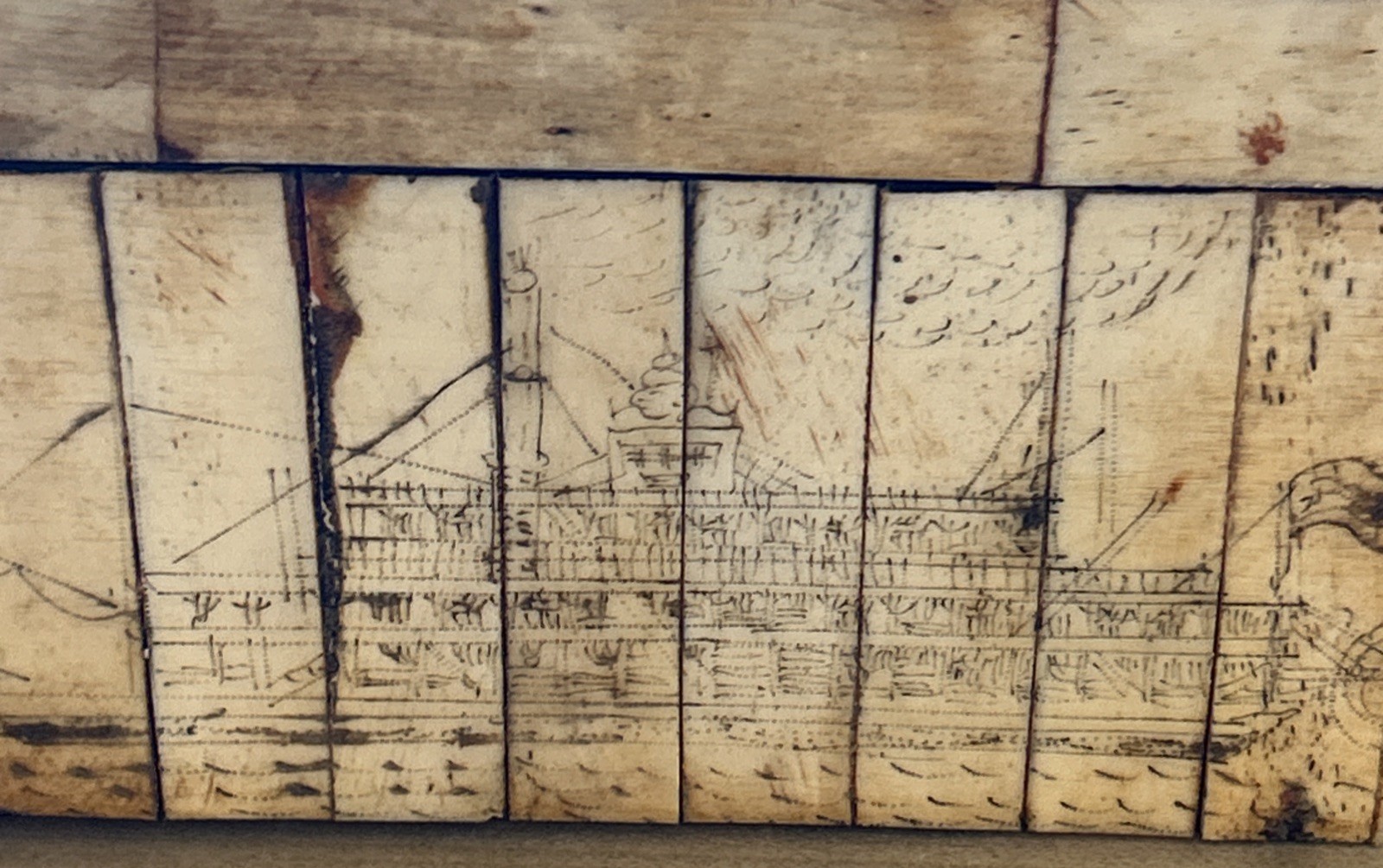 VTG Reproduction Art Scrimshaw CIVIL WAR BONE SCRIMSHAW BOX – VICKSBURG