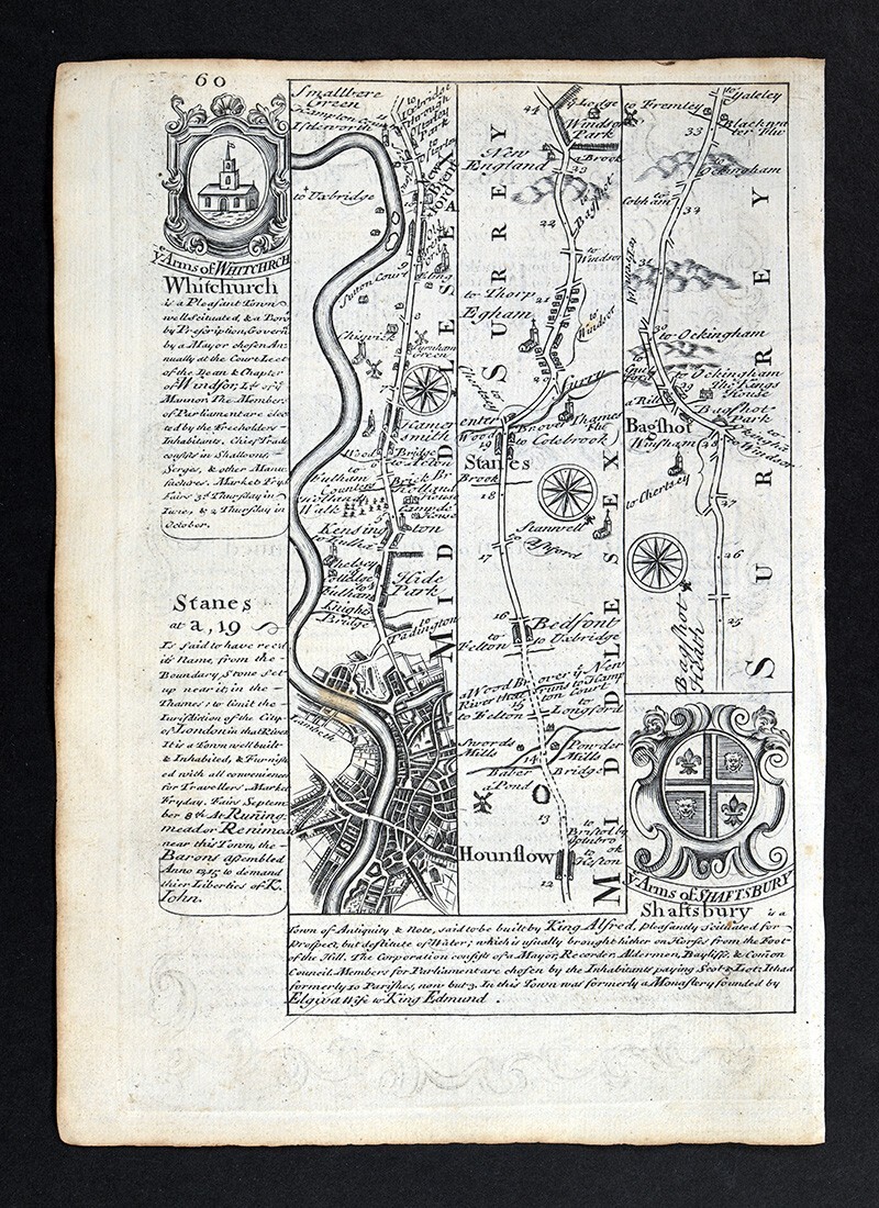 1720 Ogilby Bowen Road Map London Kensington Brentford Middlesex Surrey England