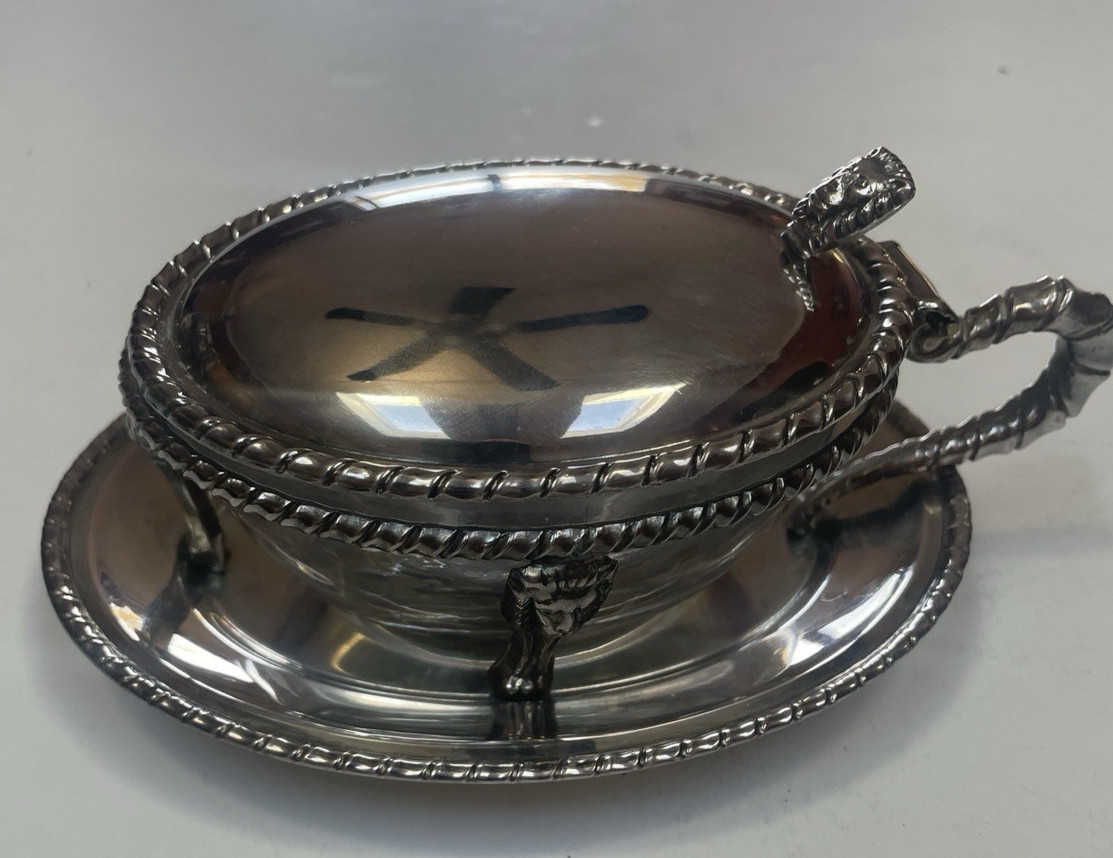 Silver Plate Candy, Vegetable Serving Dish With Lid and Glass Bowl
