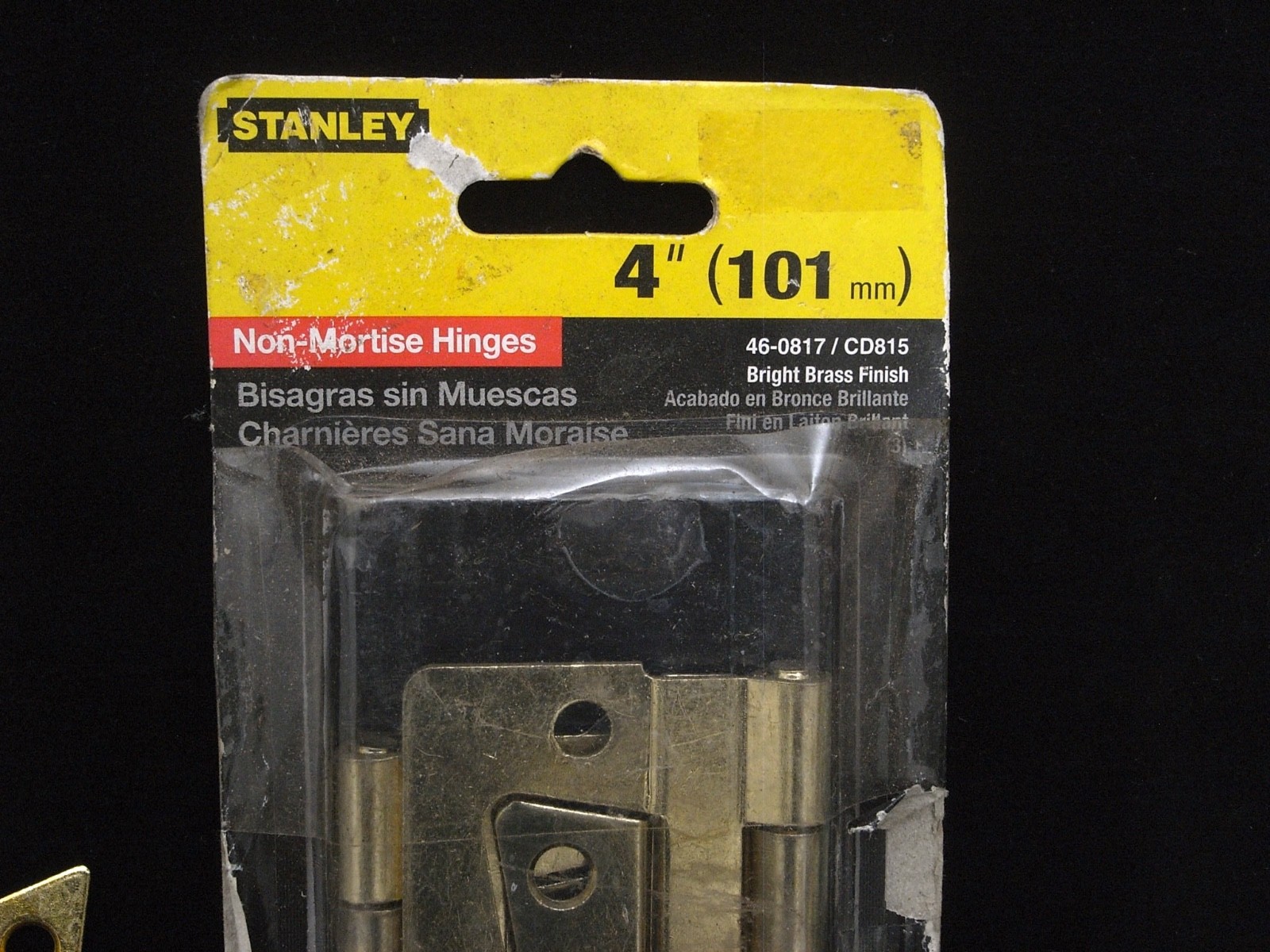 2 SETS OF STANLEY NON- MORTICE HINGES- BRASS PLATED 4″ + 3 1/2″ New Old Stock.