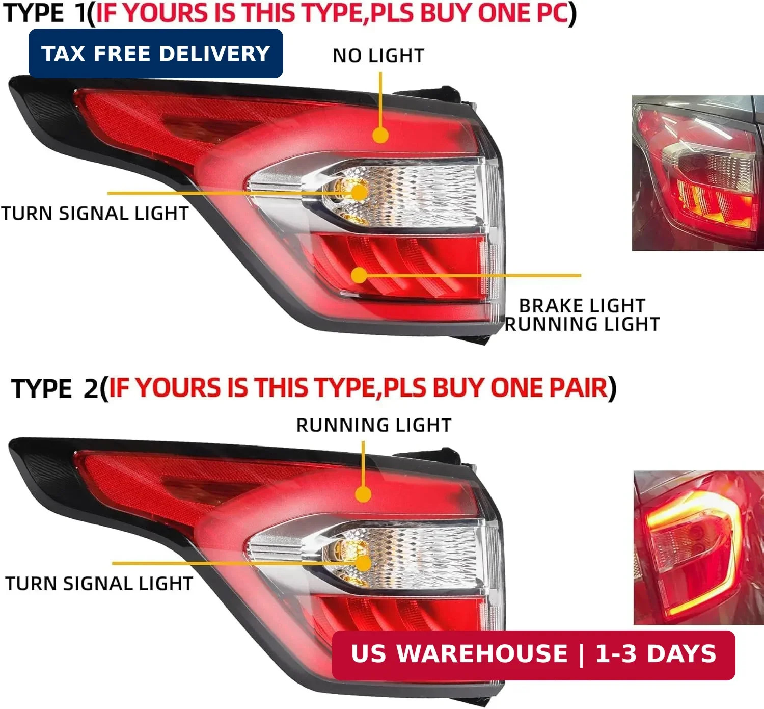Dasbecan Left Driver Side Tail Light Assembly with Bulb Compatible with Ford Esc