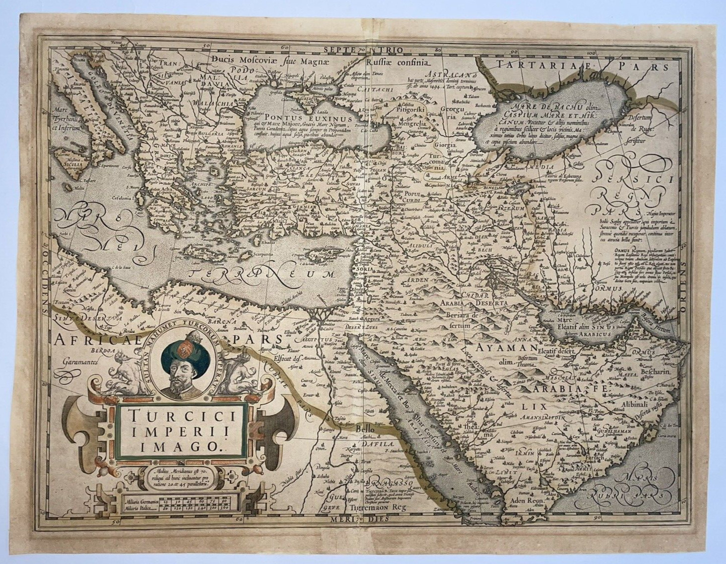 OTTOMAN EMPIRE 1628 GERARD MERCATOR/JODOCUS HONDIUS UNUSUAL LARGE ANTIQUE MAP