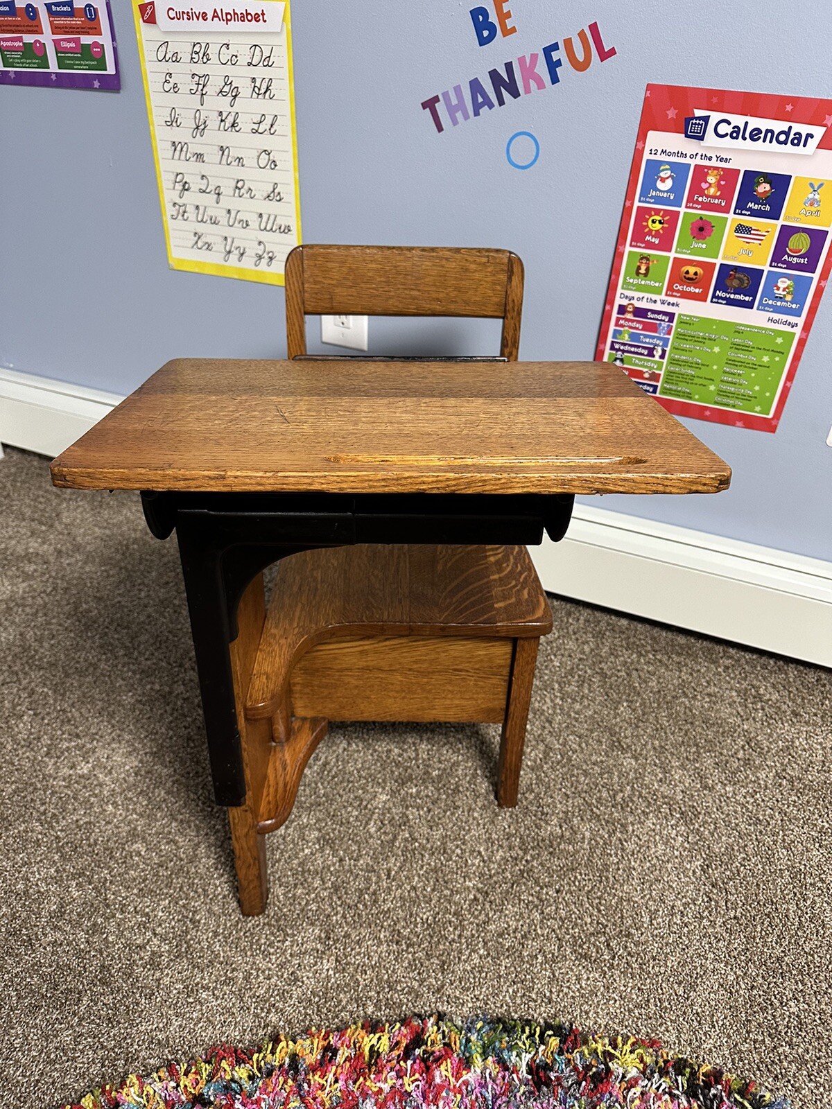 Vintage/Antique Moulthrop Childs Desk 1910’s Adjustable w/Drawer for homeschool