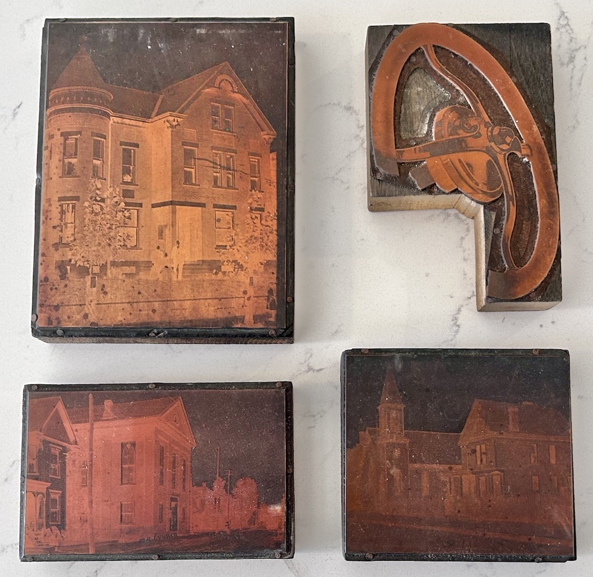 Wellsburg WV Vintage Engraving Etching Copper Printing Plate Lot Of 4 Church +