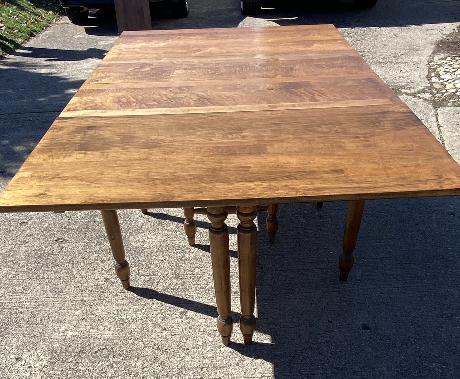 Antique Drop Leaf Gate 8 Leg Table Turned Legs Farmhouse Primitive Ash? Chestnut